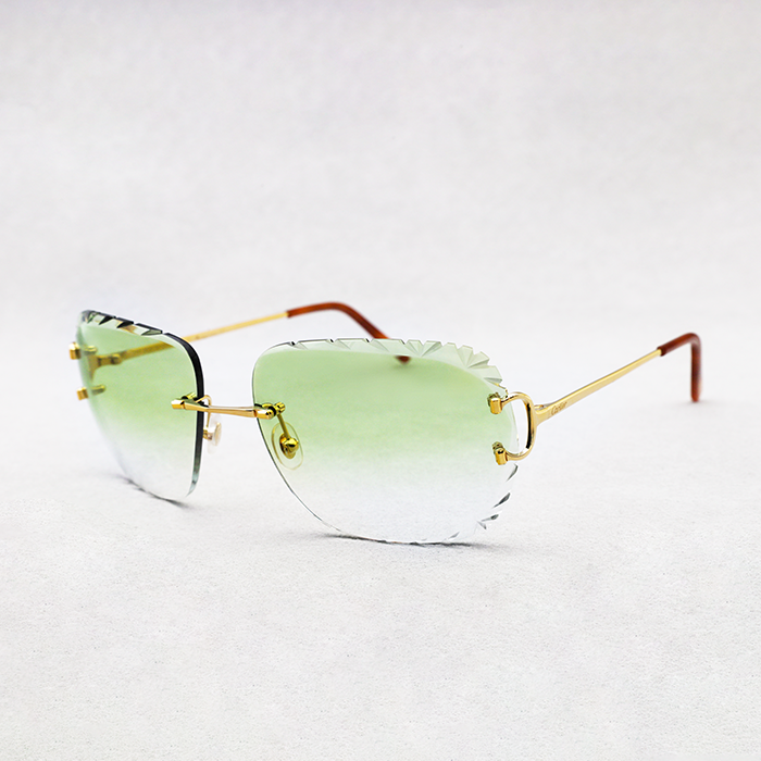 Cartier Custom Double C Diamond Cut Sumatra Gold Sunglasses by MEG