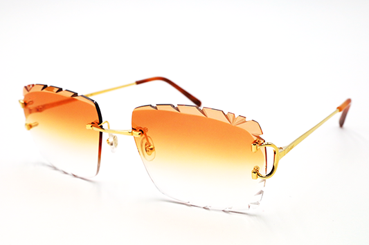 Cartier Custom Double C Diamond Cut Mykonos Gold Sunglasses by MEG