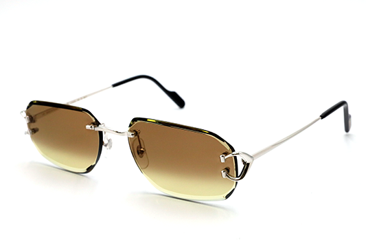 Cartier Custom Vintage Double C Platinum Rectangle Sunglasses by MEG