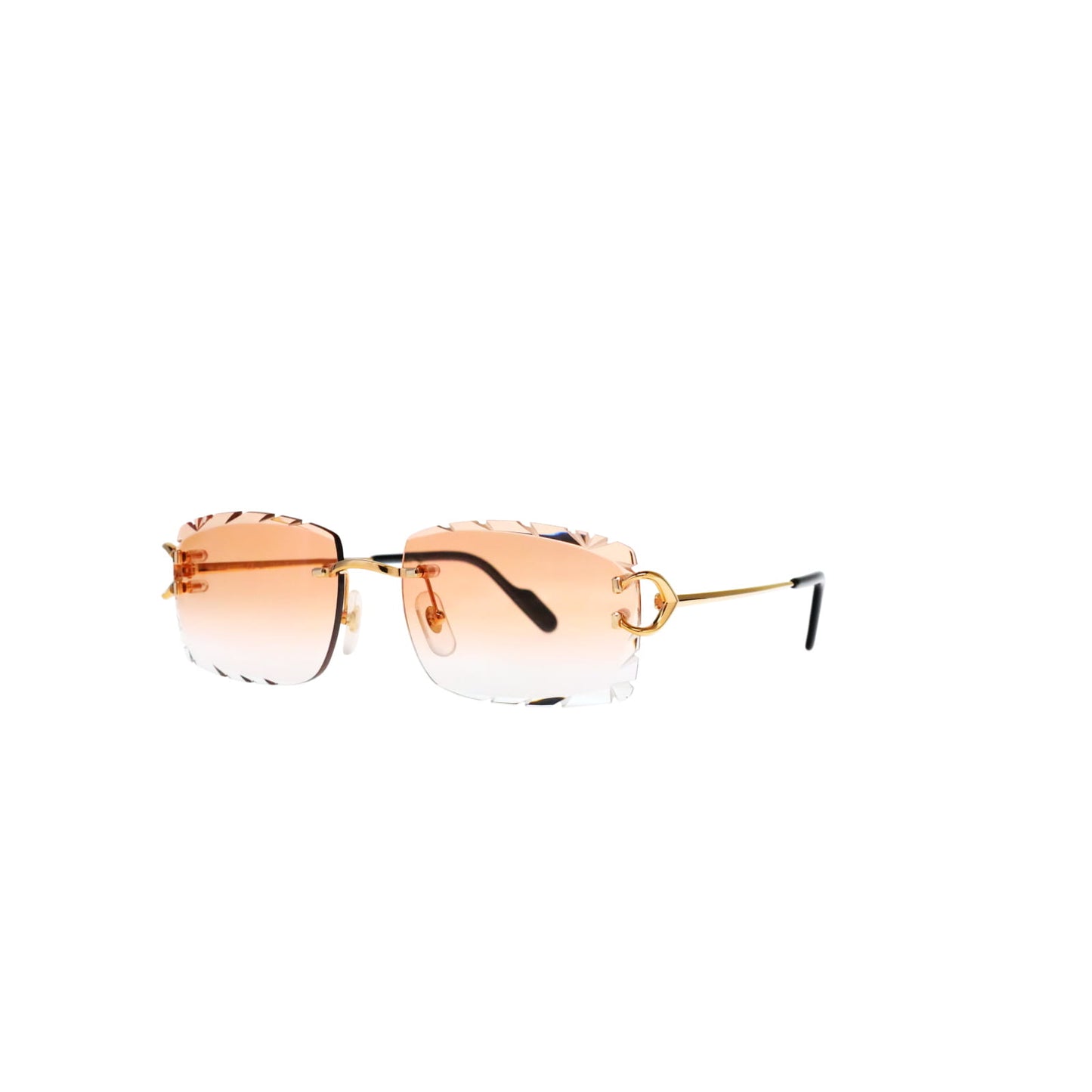 Cartier Custom Vintage Double C Diamond Cut Brooklyn Gold Sunglasses by MEG
