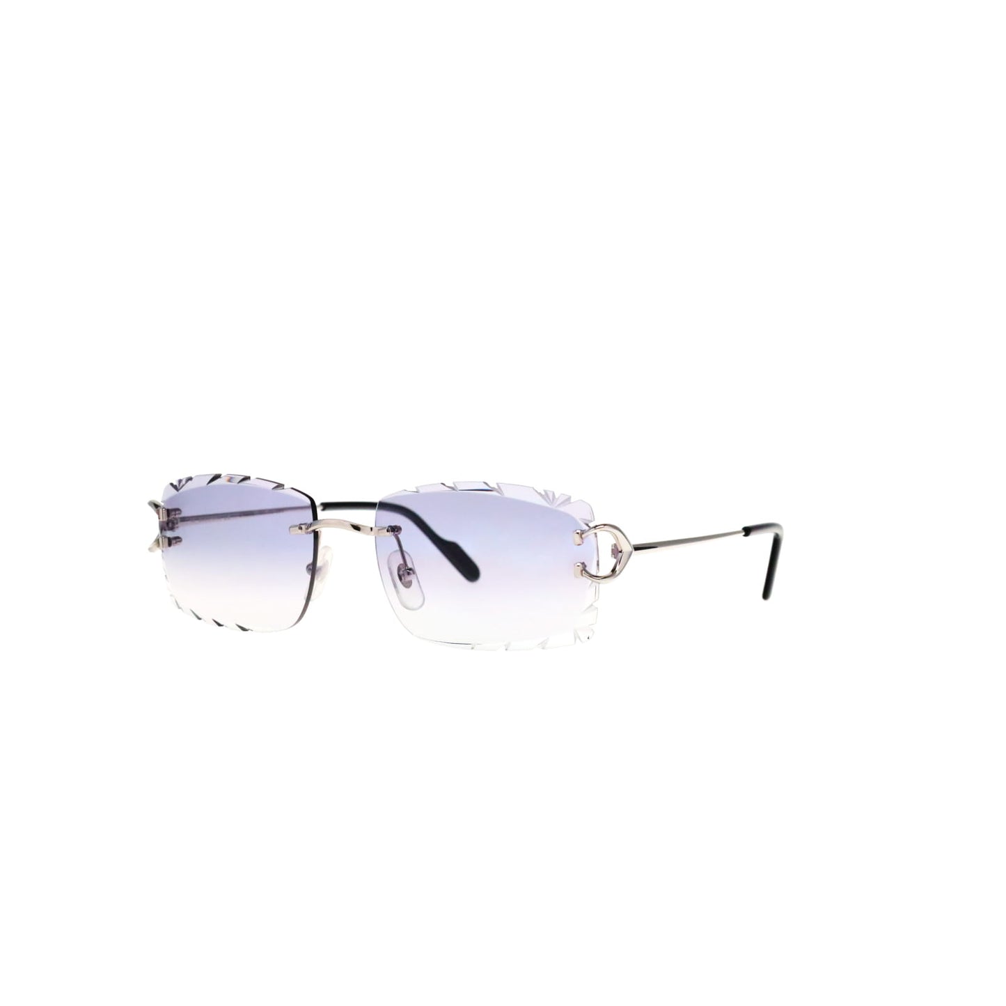 Cartier Custom Vintage Double C Diamond Cut Mykonos Platinum Sunglasses by MEG