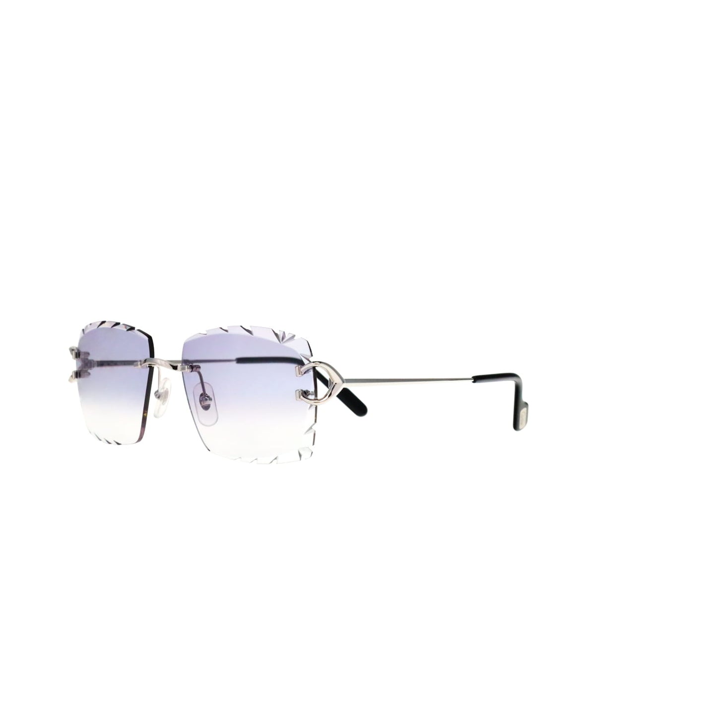 Cartier Custom Vintage Double C Diamond Cut Mykonos Platinum Sunglasses by MEG