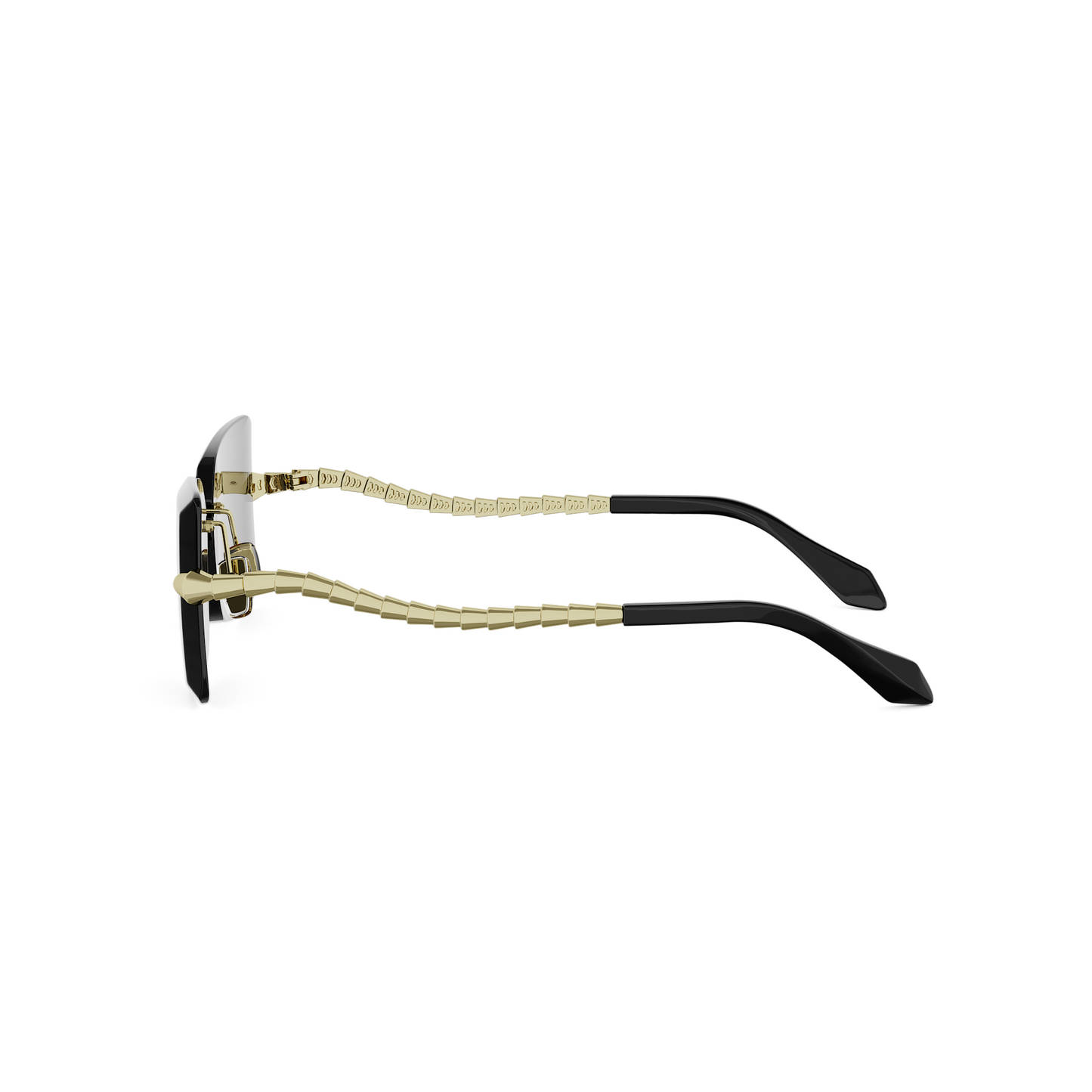 Shiny Gold Rectangular Metal Sunglasses