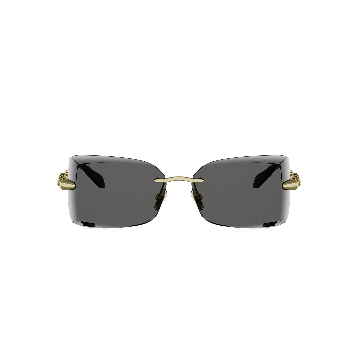Shiny Gold Rectangular Metal Sunglasses