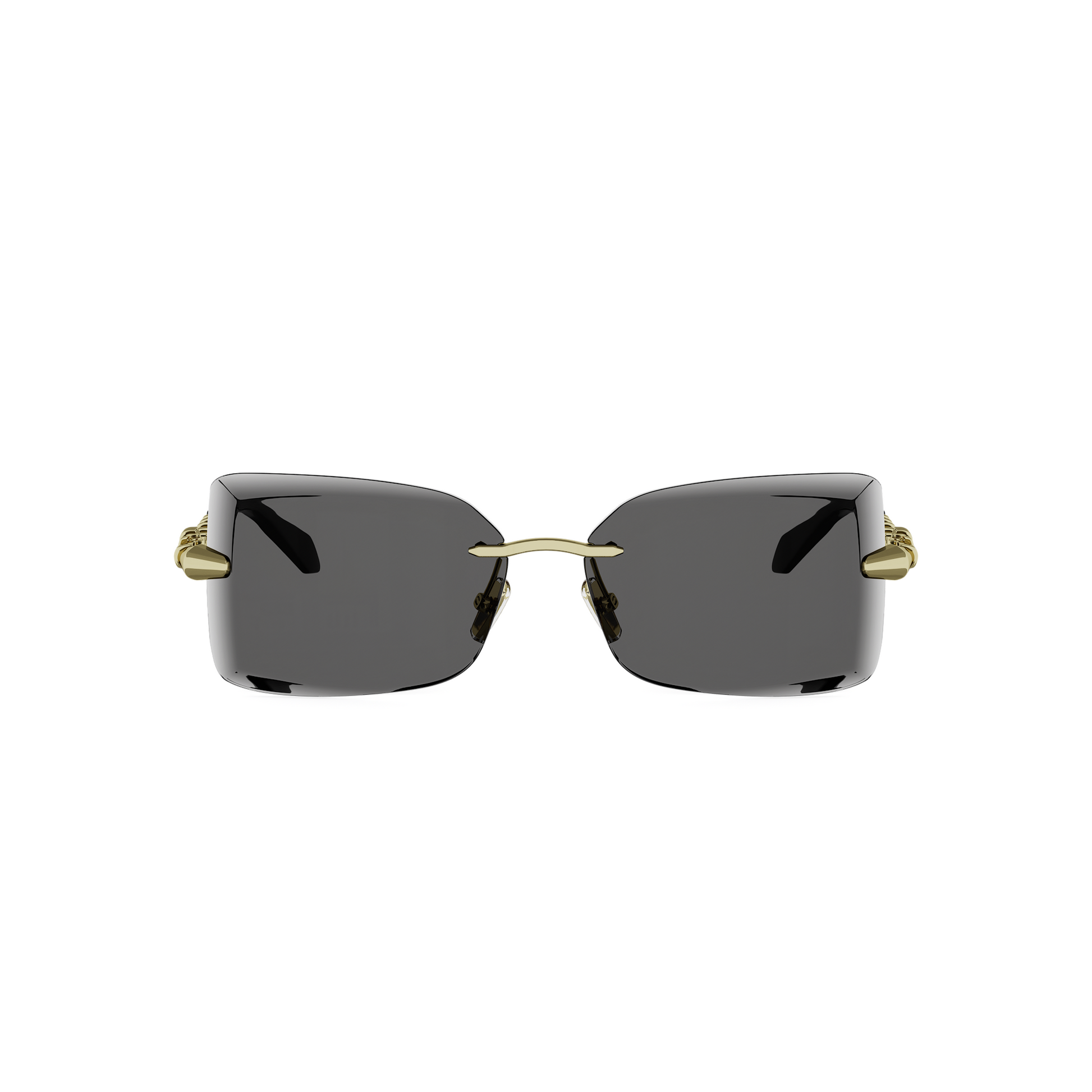 Shiny Gold Rectangular Metal Sunglasses