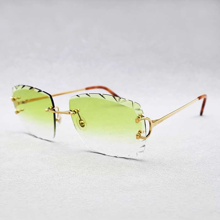 Cartier Custom Double C Diamond Cut Mykonos Gold Sunglasses by MEG