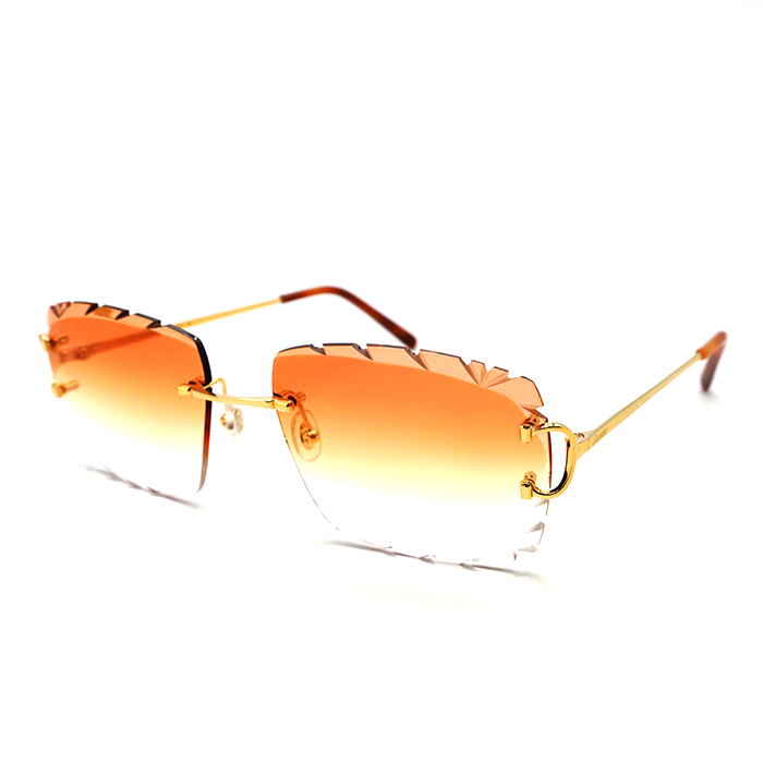 Cartier Custom Double C Diamond Cut Mykonos Gold Sunglasses by MEG