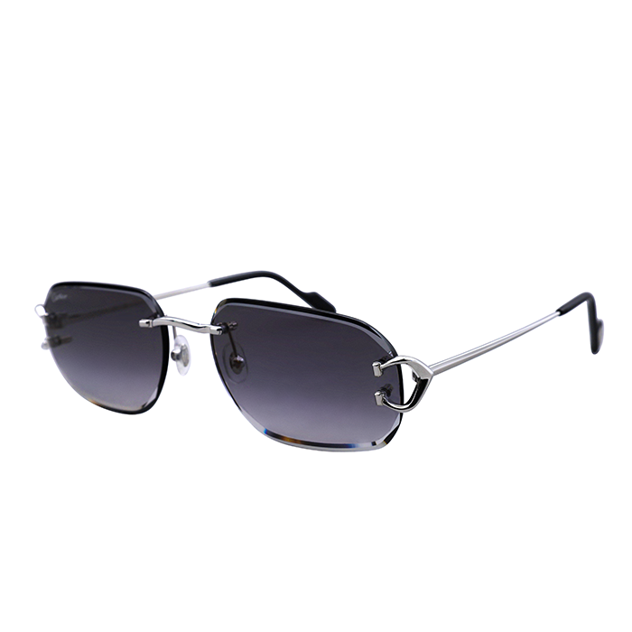 Cartier Custom Vintage Double C Platinum Rectangle Sunglasses by MEG