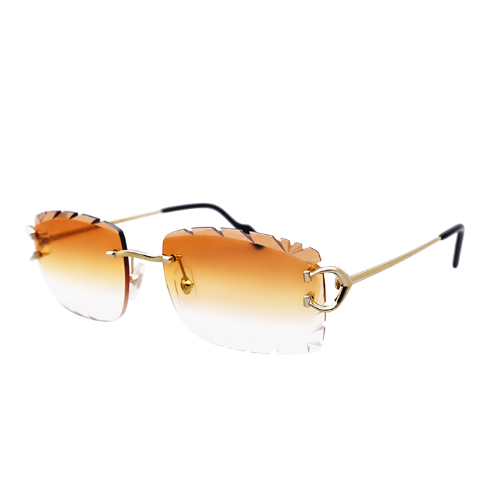 Cartier Custom Vintage Double C Diamond Cut Brooklyn Gold Sunglasses by MEG
