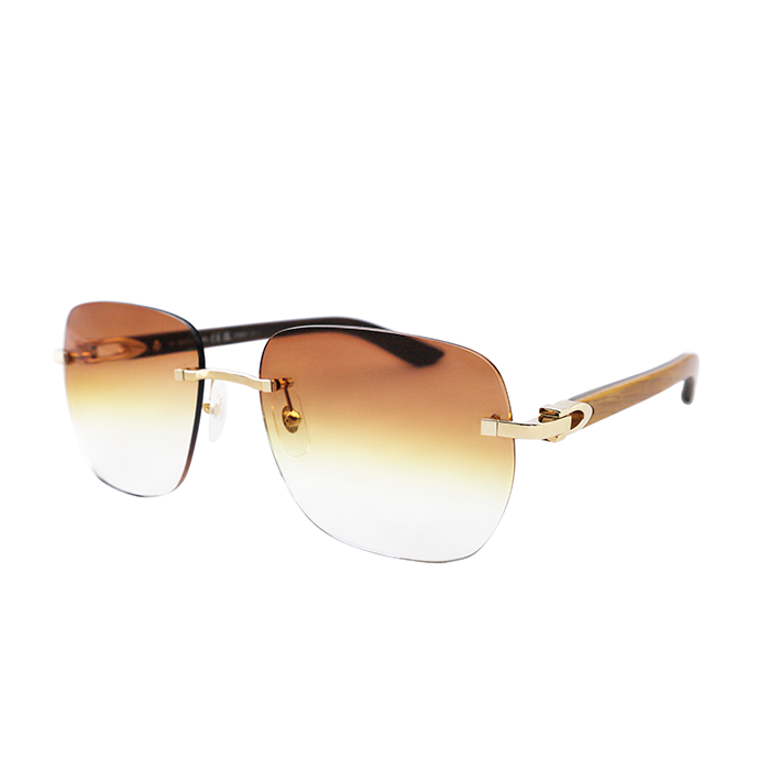 Cartier Custom C Décor Two-Tone Wood Aviator Sunglasses by MEG