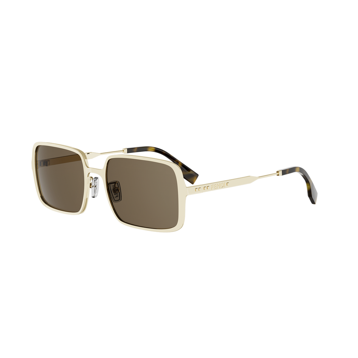 Gold Rectangular Metal Sunglasses