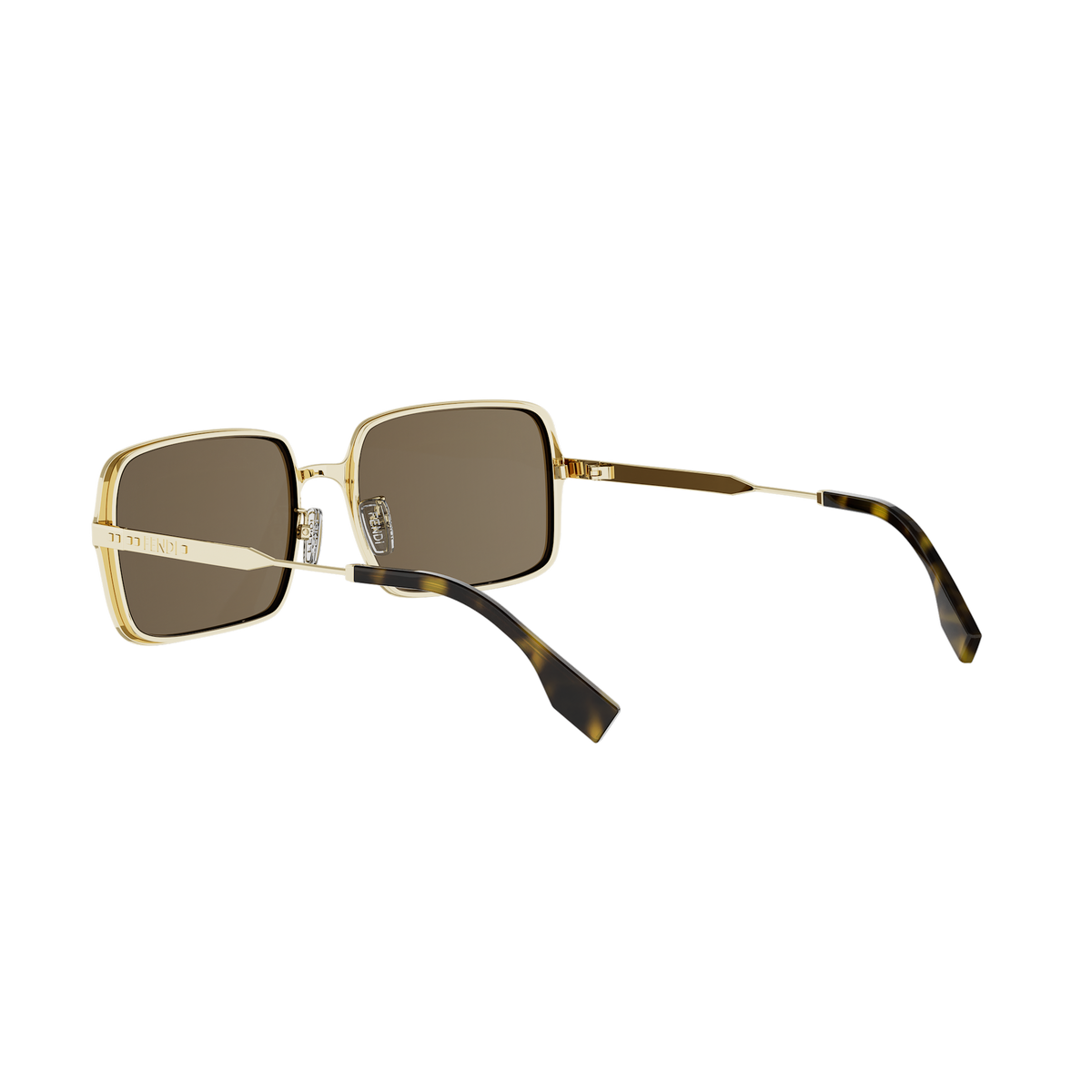 Gold Rectangular Metal Sunglasses
