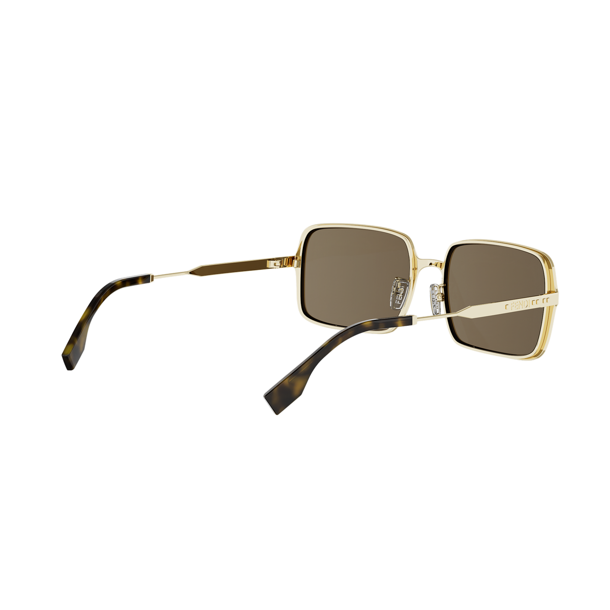 Gold Rectangular Metal Sunglasses