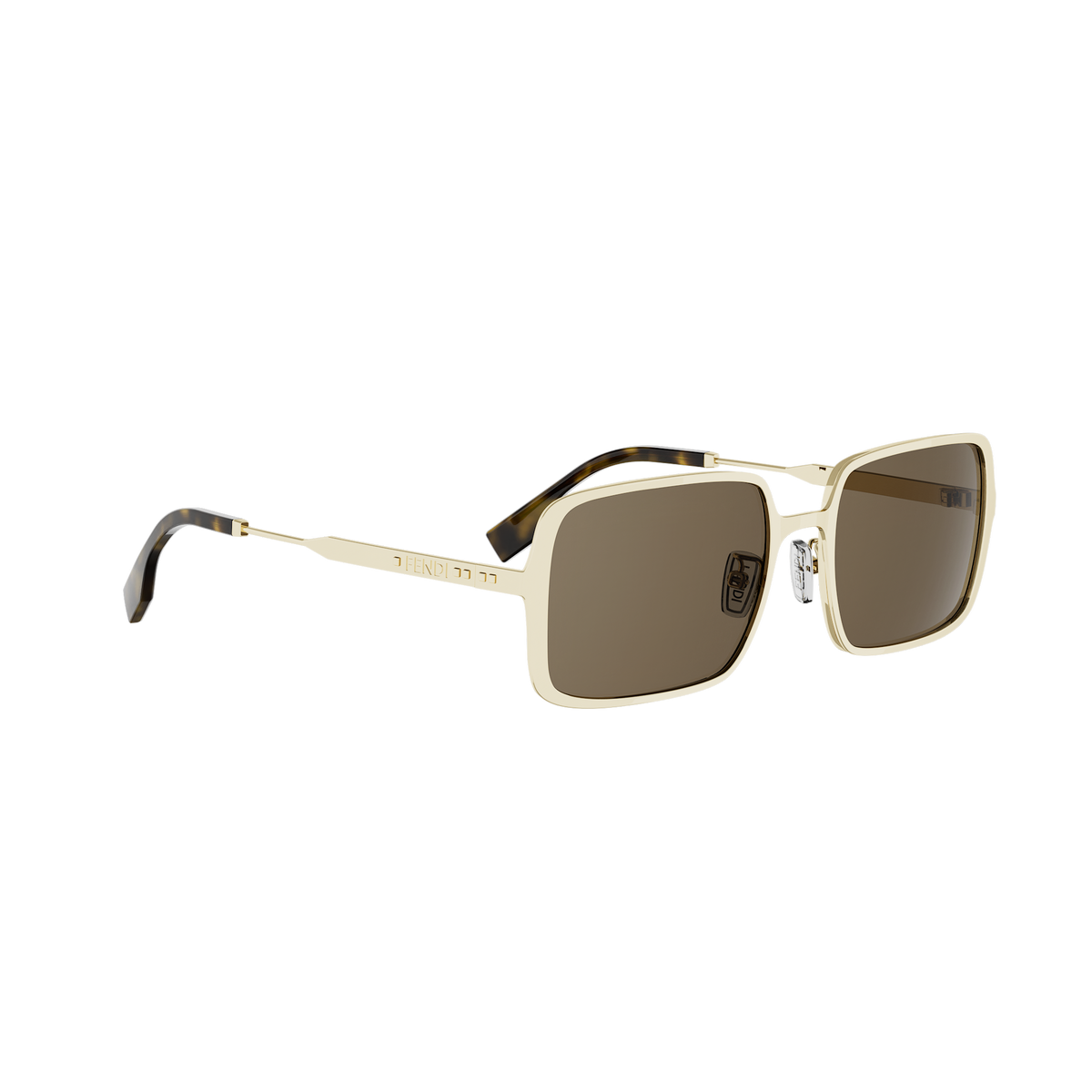 Gold Rectangular Metal Sunglasses