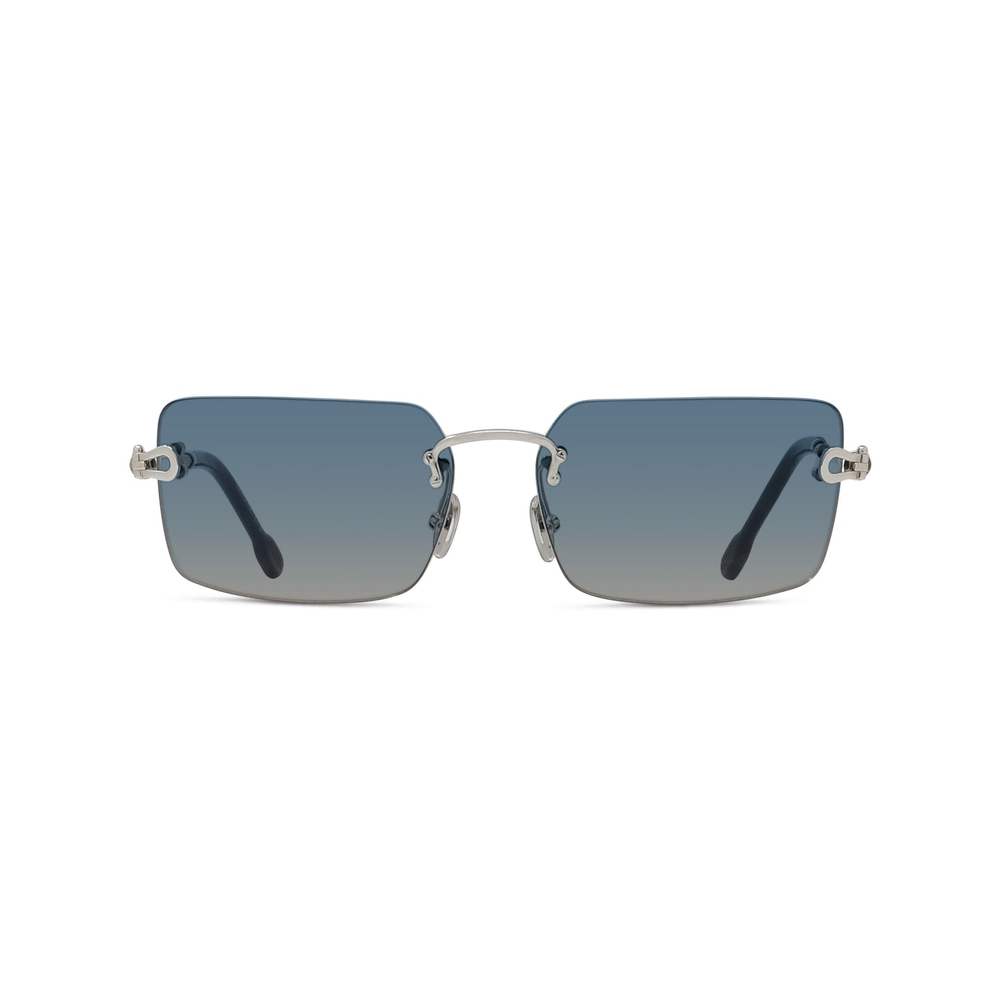 Silver Rectangular Metal Sunglasses