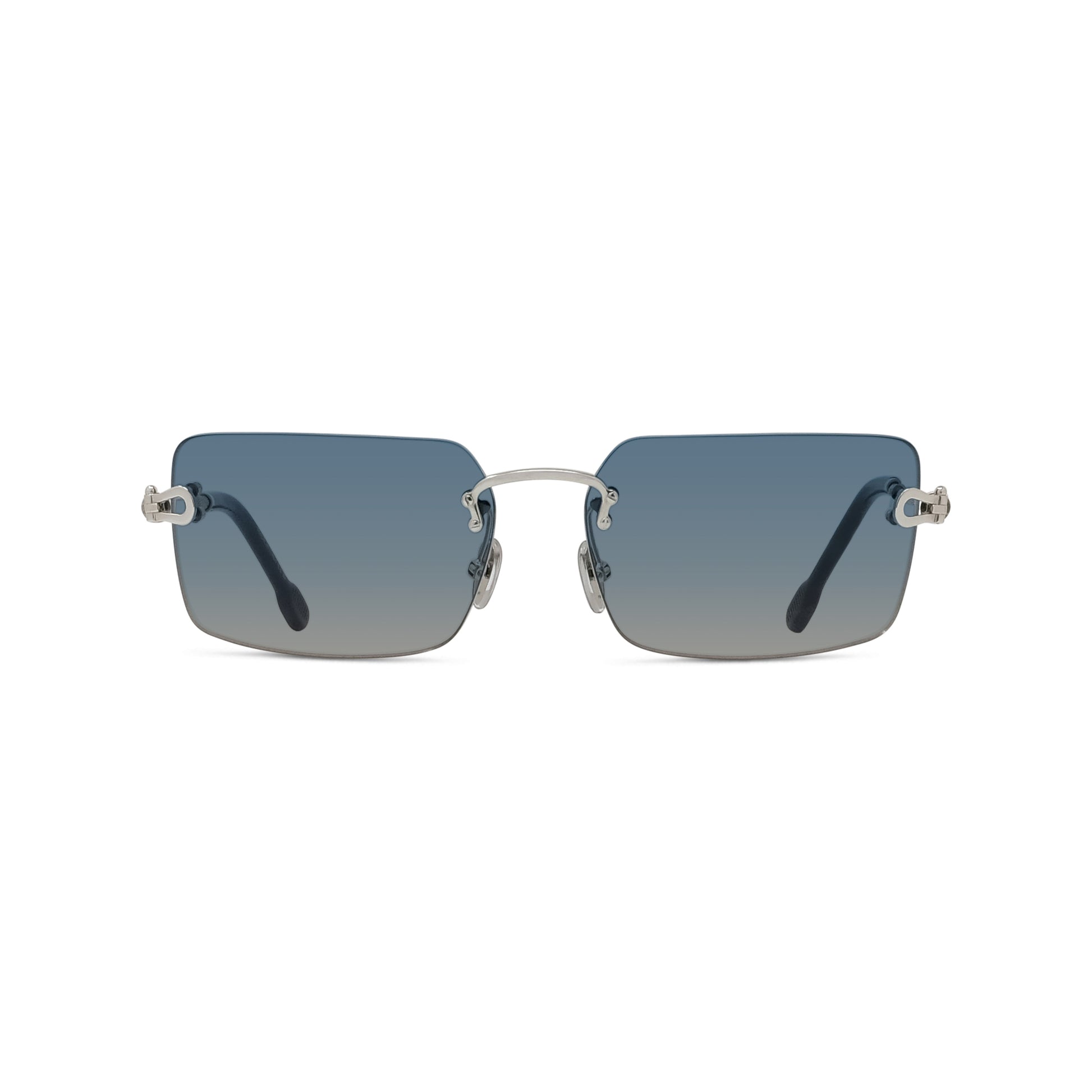 Silver Rectangular Metal Sunglasses