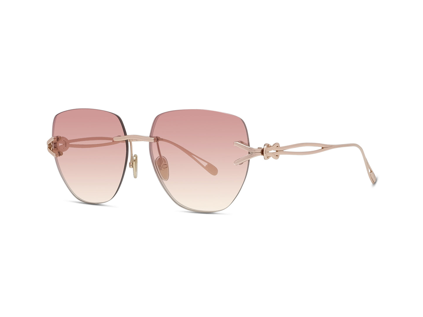Gold Geometric Rimless Sunglasses