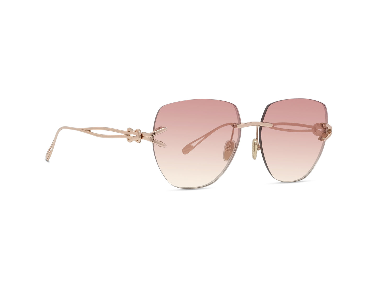 Gold Geometric Rimless Sunglasses