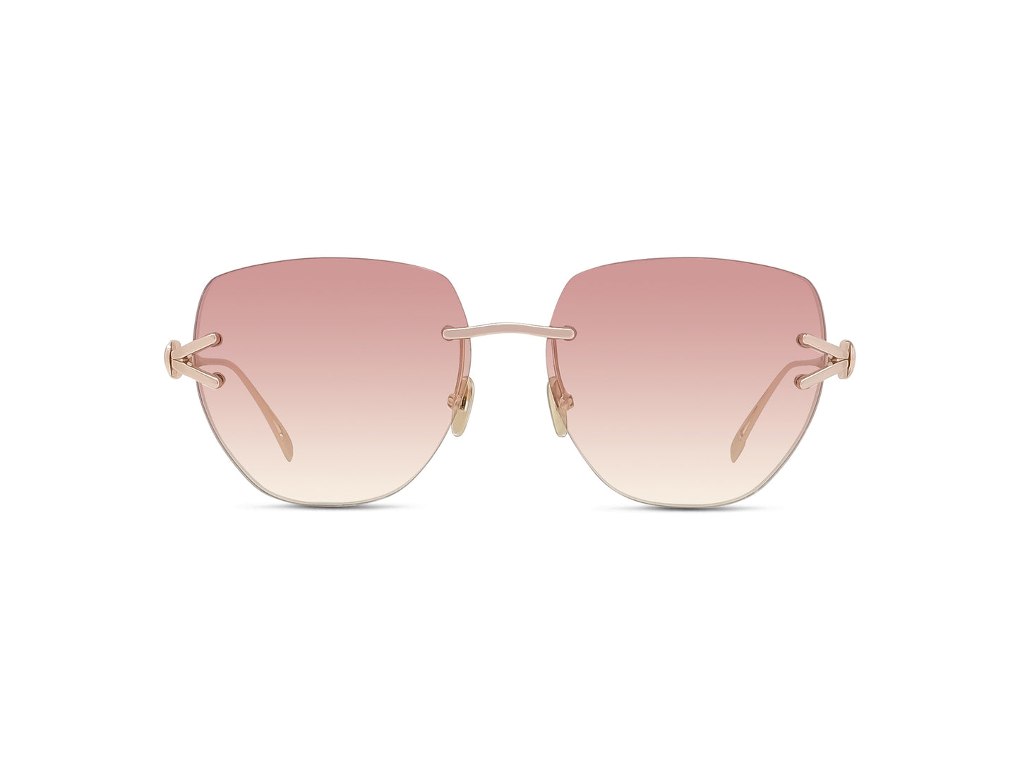 Gold Geometric Rimless Sunglasses