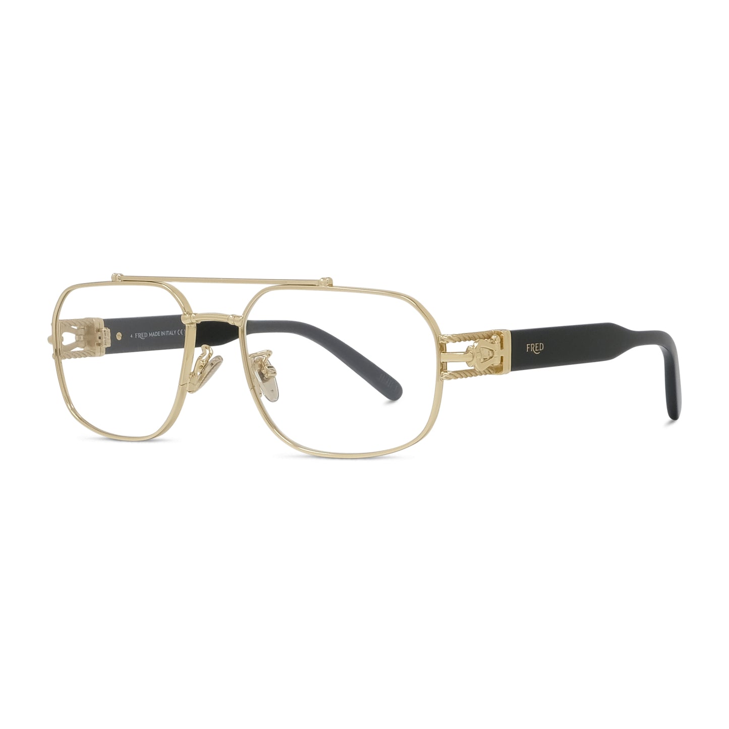 Gold Geometric Combination Eyeglasses