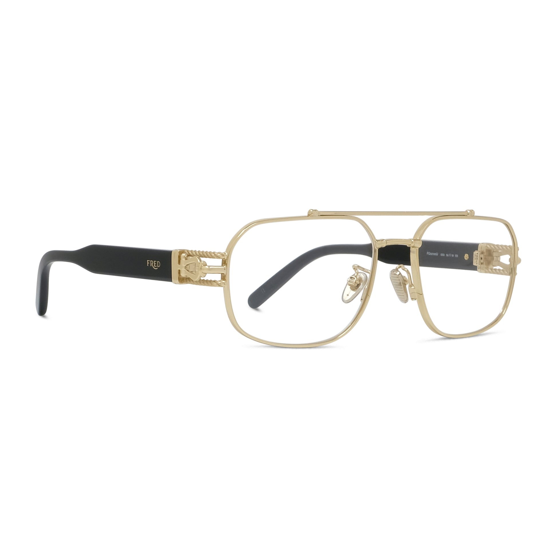 Gold Geometric Combination Eyeglasses