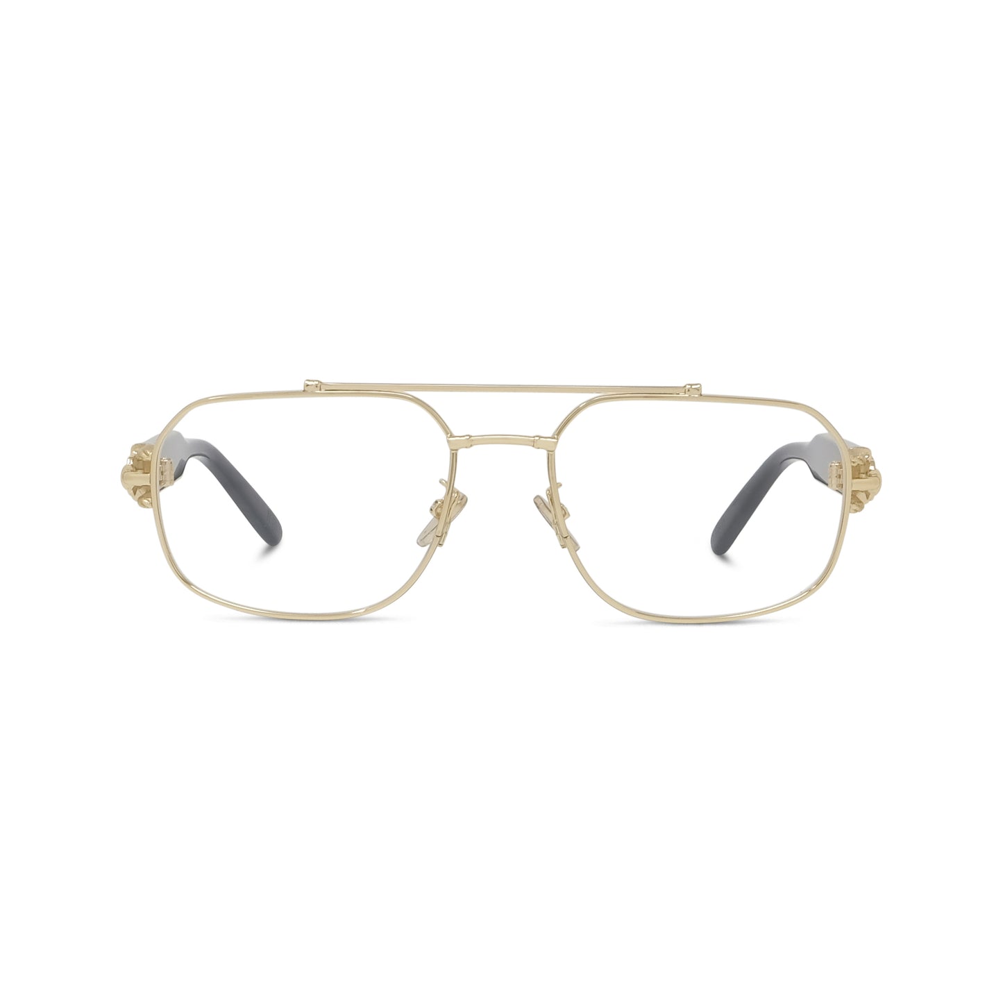 Gold Geometric Combination Eyeglasses
