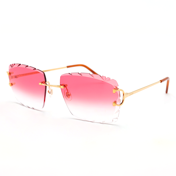 Cartier Custom Double C Diamond Cut Mykonos Gold Sunglasses by MEG