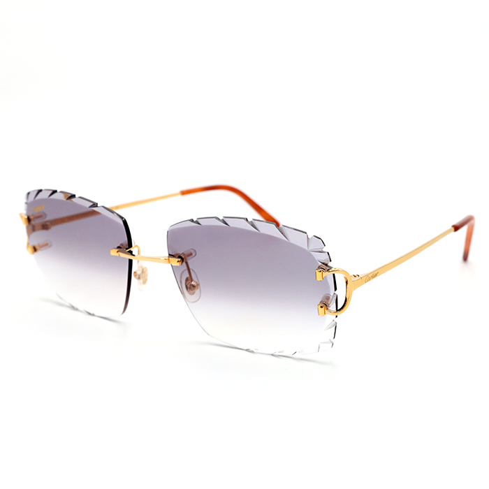 Cartier Custom Double C Diamond Cut Mykonos Gold Sunglasses by MEG