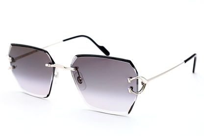 CT0330S Cartier Custom Vintage Double C Beveled Platinum Sunglasses by MEG