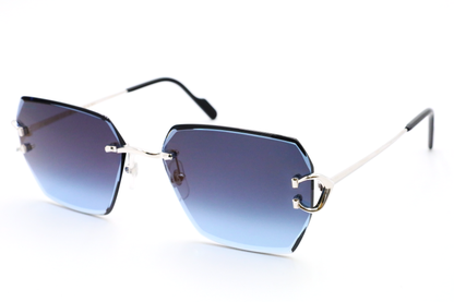 CT0330S Cartier Custom Vintage Double C Beveled Platinum Sunglasses by MEG