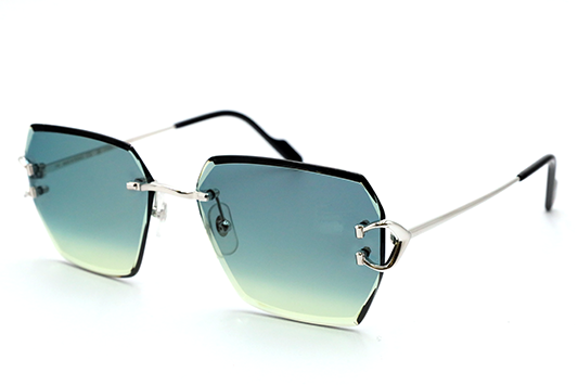 Cartier Custom Vintage Double C Beveled Platinum Sunglasses by MEG