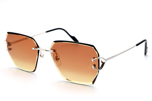 Cartier Custom Vintage Double C Beveled Platinum Sunglasses by MEG