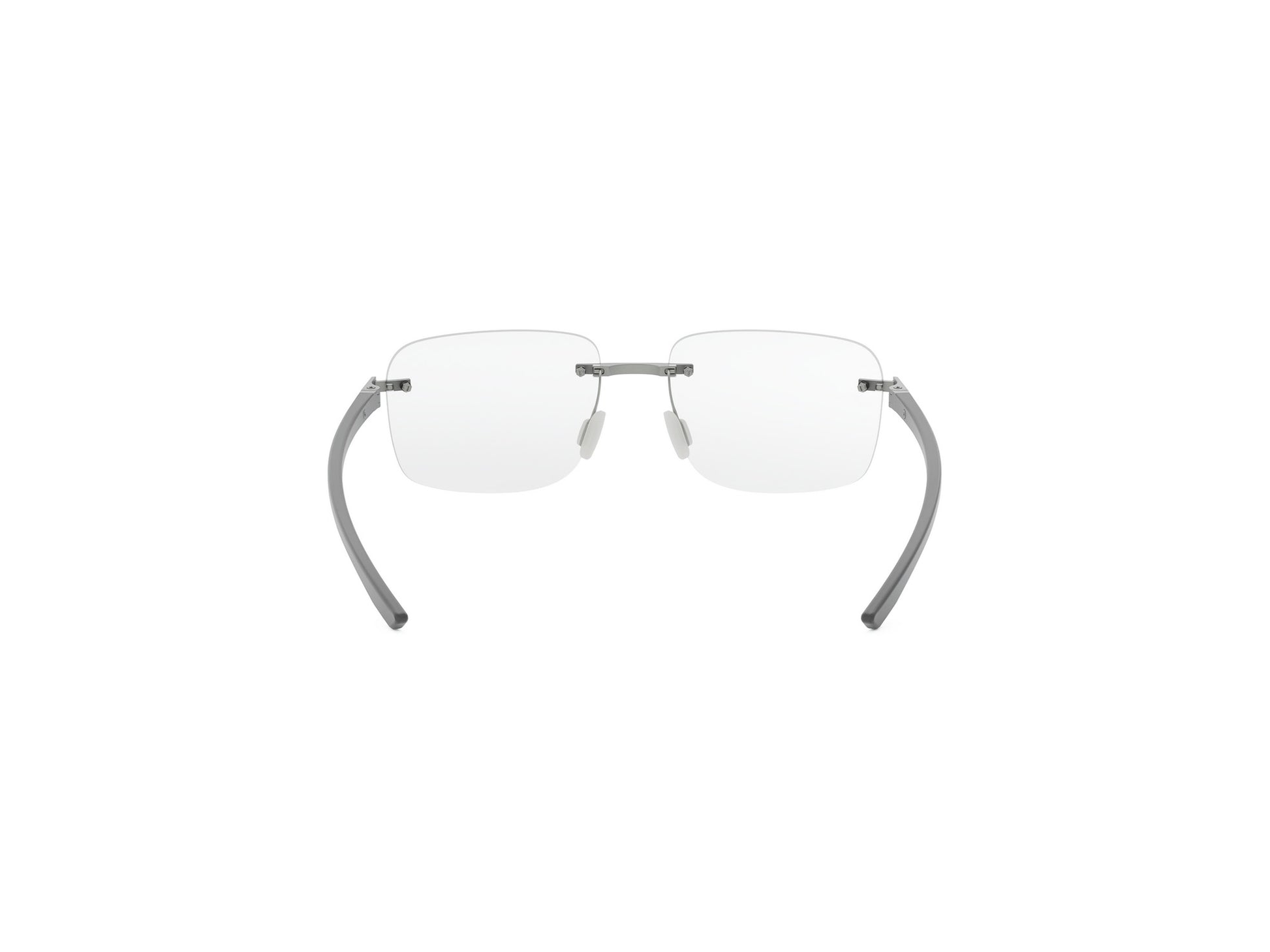 Matte Silver Square Metal Eyeglasses