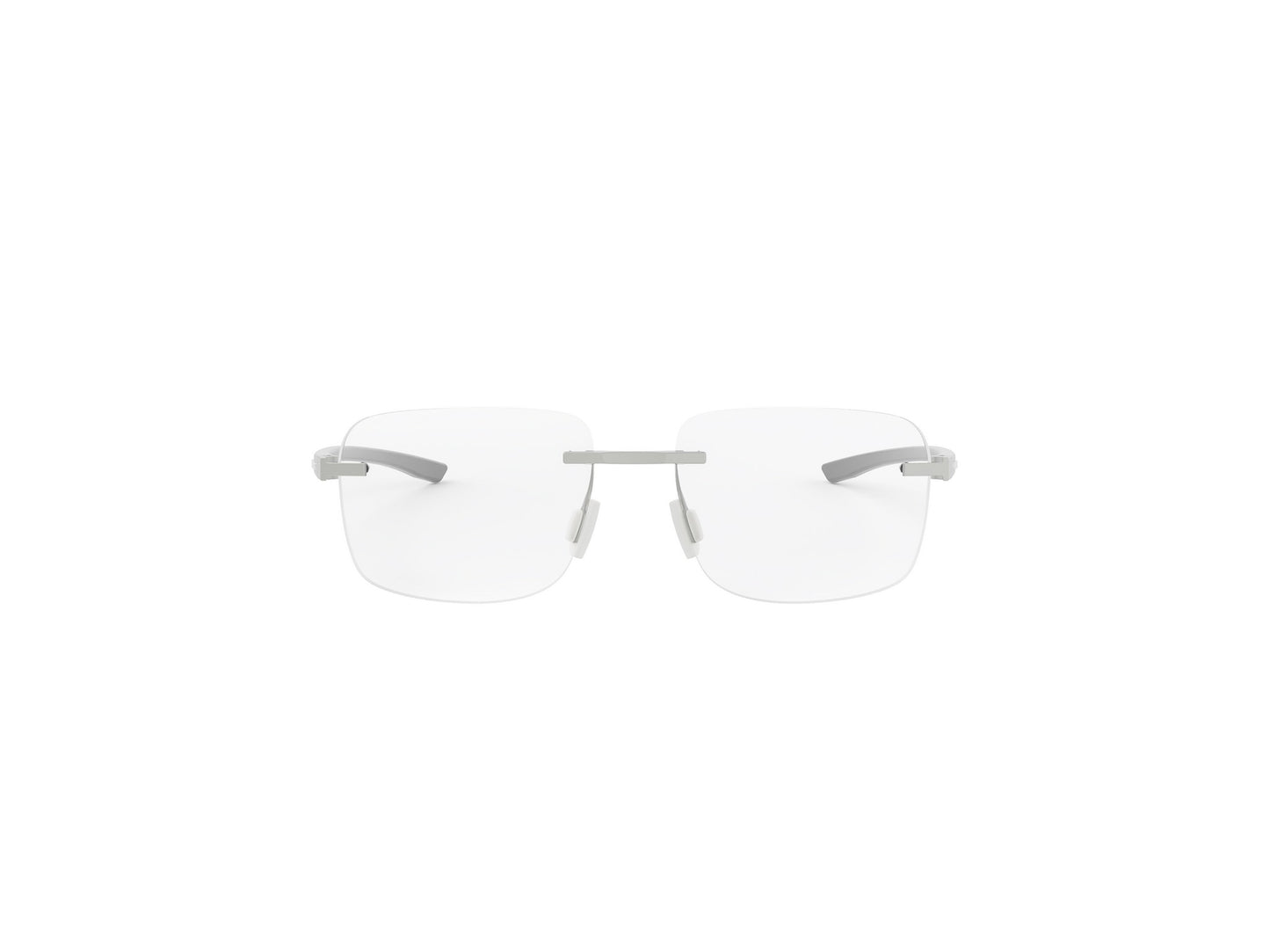 Matte Silver Square Metal Eyeglasses