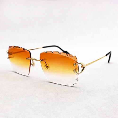 Cartier Custom Vintage Double C Diamond Cut Mykonos Gold Sunglasses by MEG