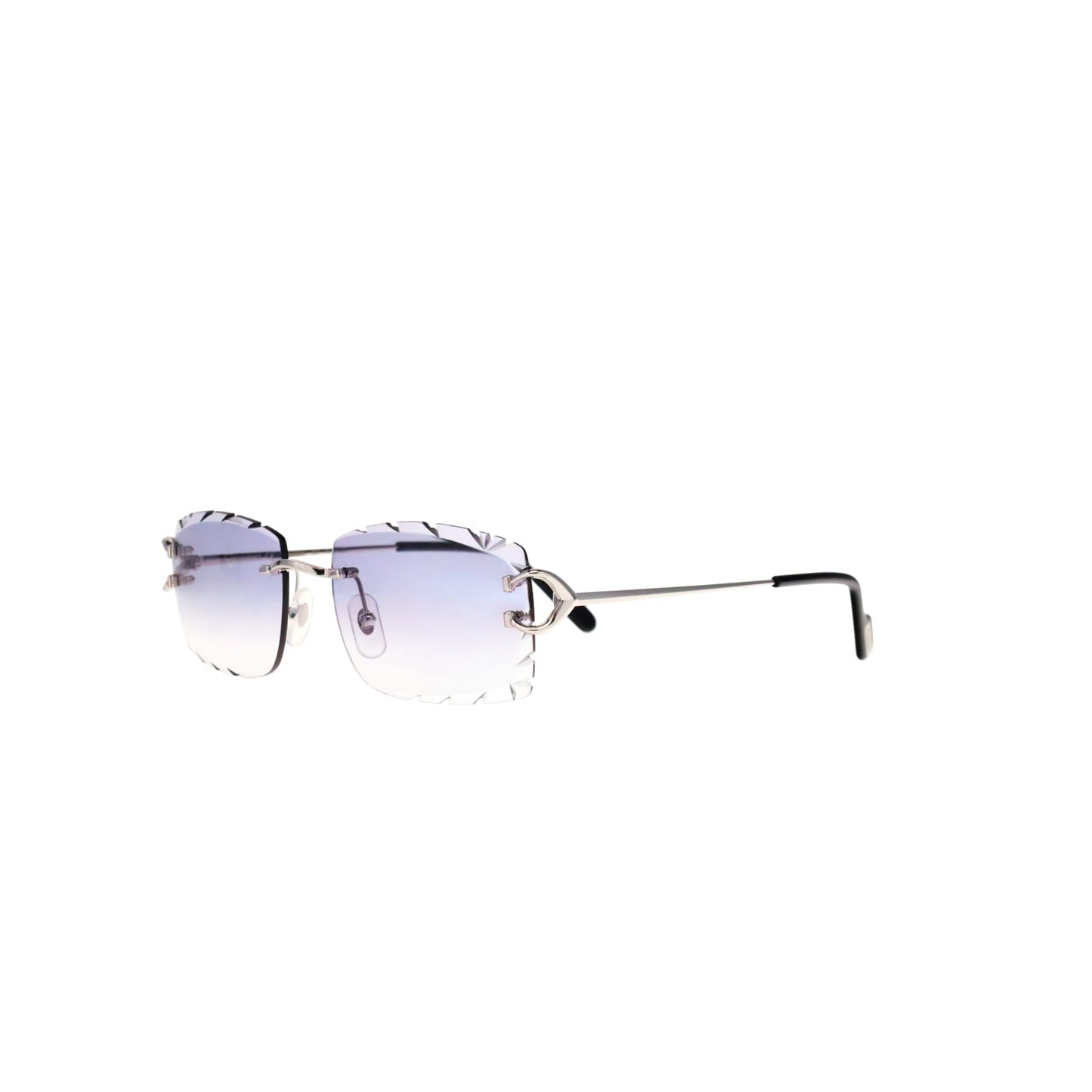 Cartier Custom Vintage Double C Diamond Cut Mykonos Platinum Sunglasses by MEG