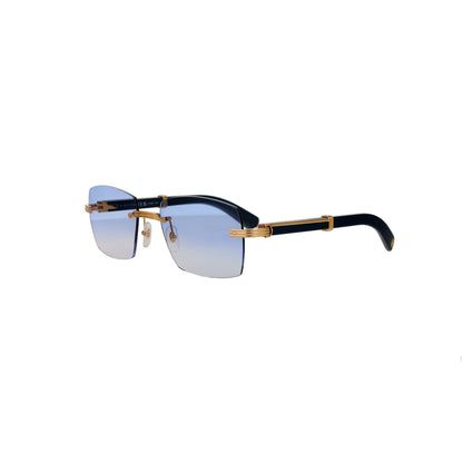 CT0485O Cartier Custom Première Blue Wood Sunglasses by MEG