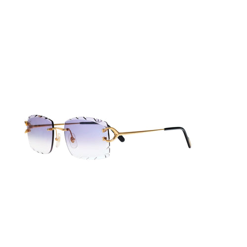 Cartier Custom Vintage Double C Diamond Cut Brooklyn Gold Sunglasses by MEG