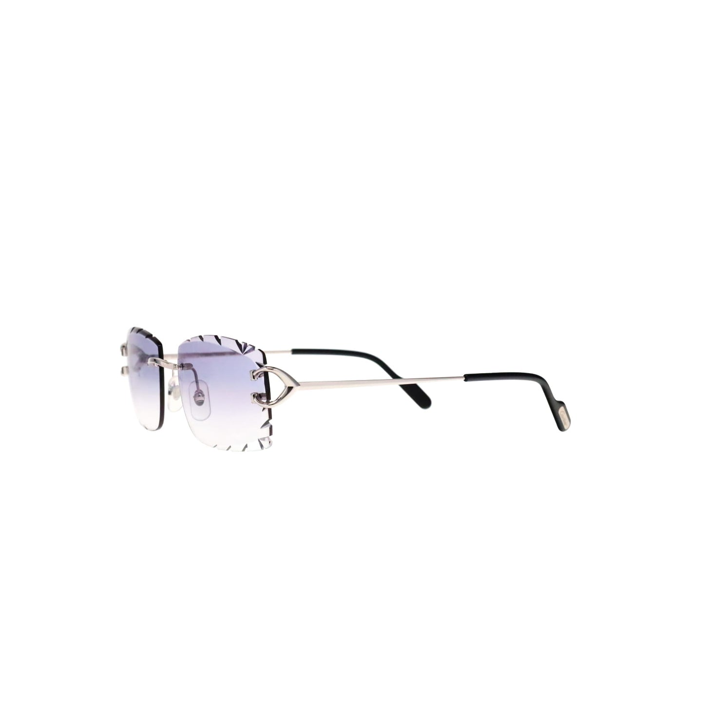 Cartier Custom Vintage Double C Diamond Cut Mykonos Platinum Sunglasses by MEG