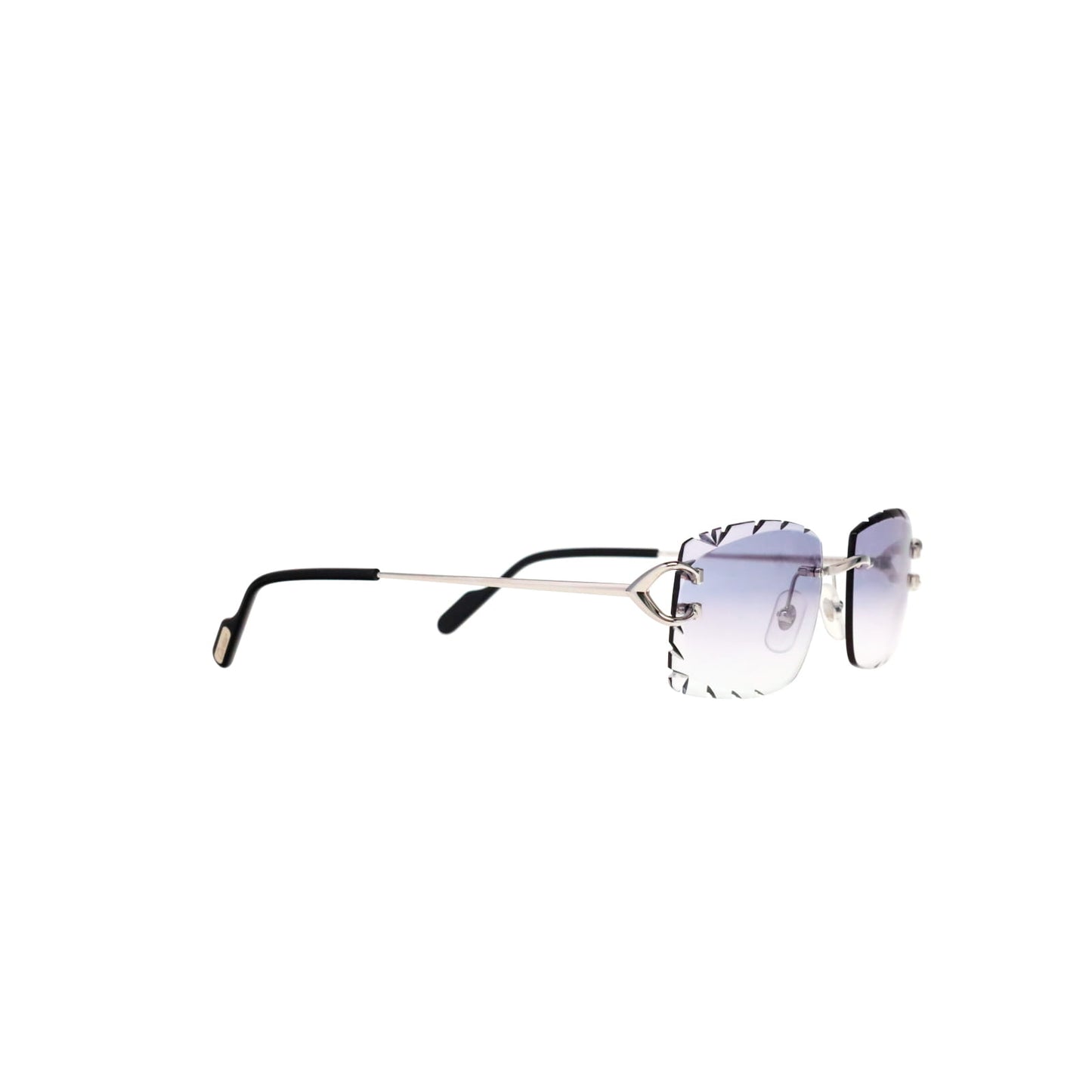 Cartier Custom Vintage Double C Diamond Cut Mykonos Platinum Sunglasses by MEG
