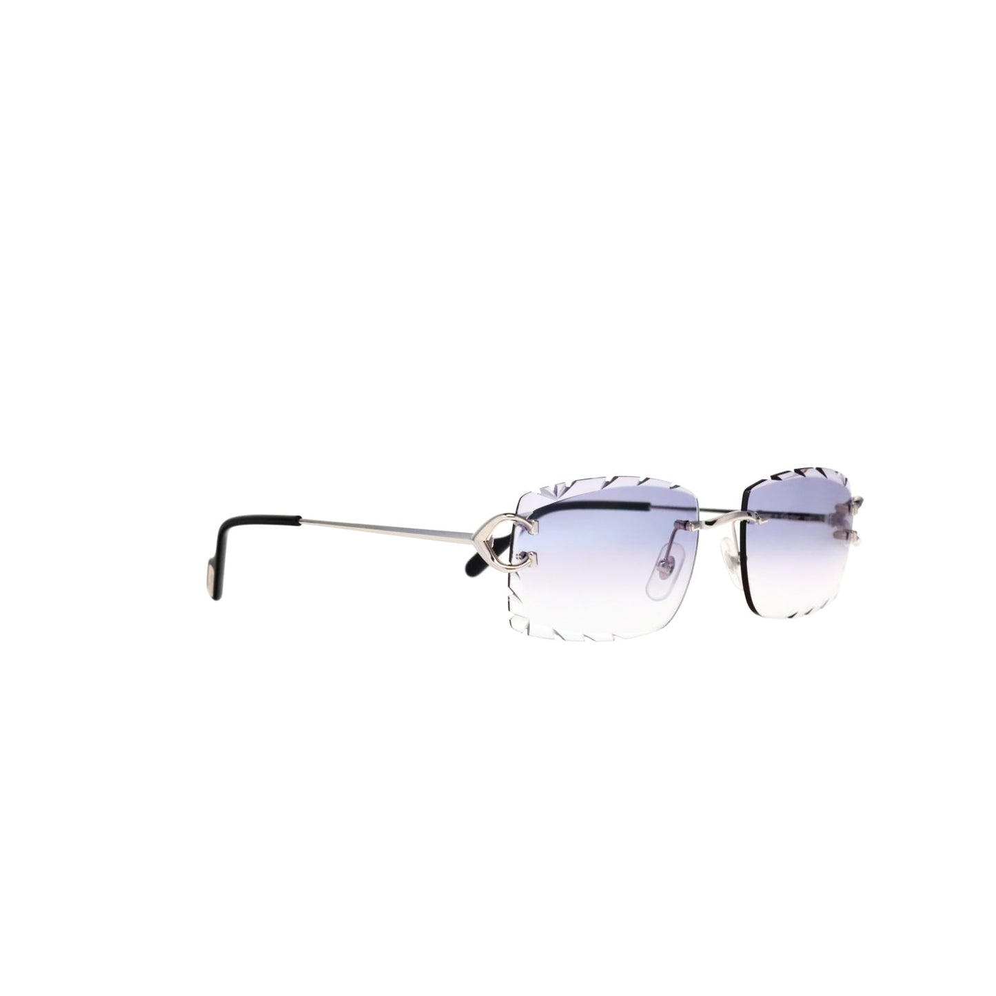 Cartier Custom Vintage Double C Diamond Cut Mykonos Platinum Sunglasses by MEG
