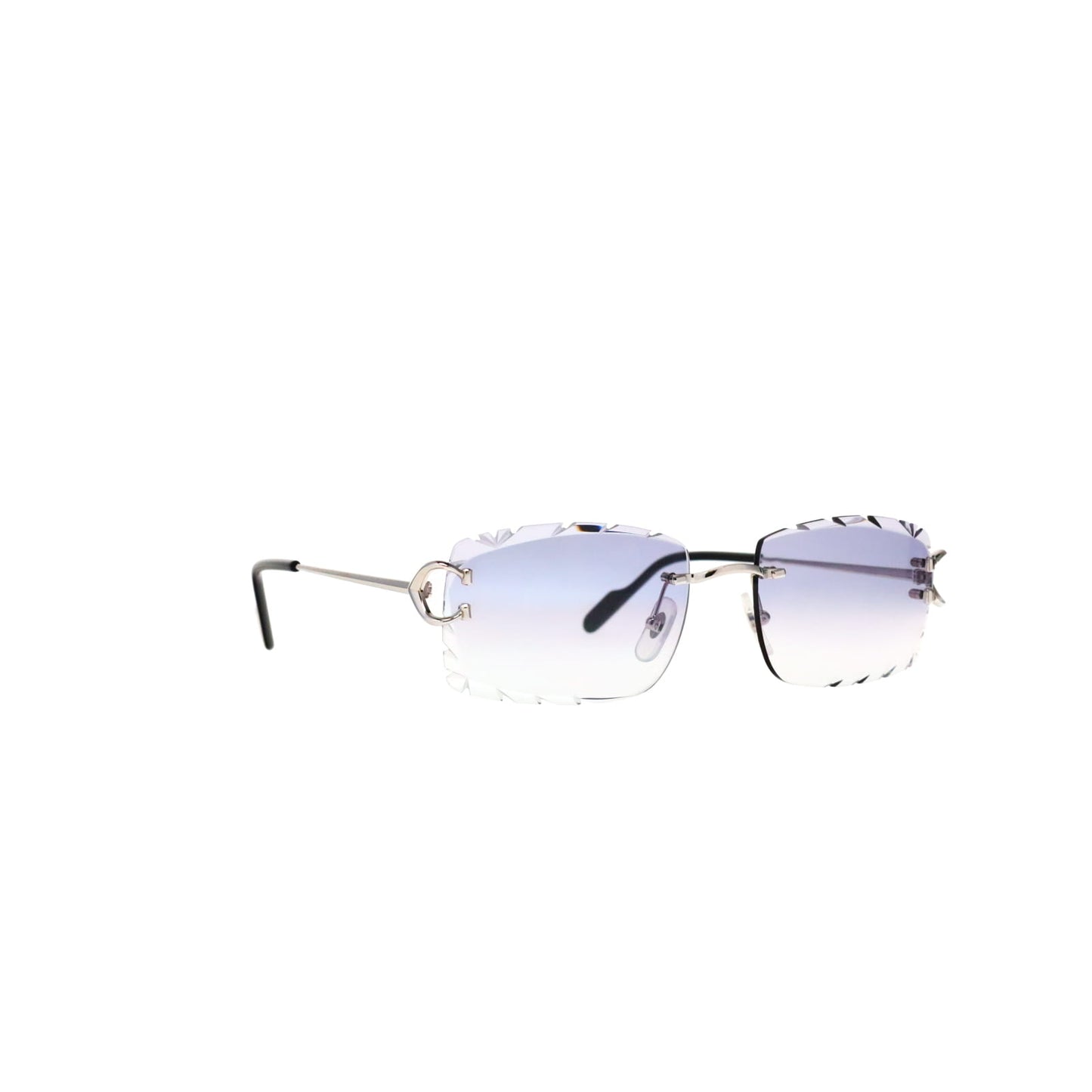 Cartier Custom Vintage Double C Diamond Cut Mykonos Platinum Sunglasses by MEG